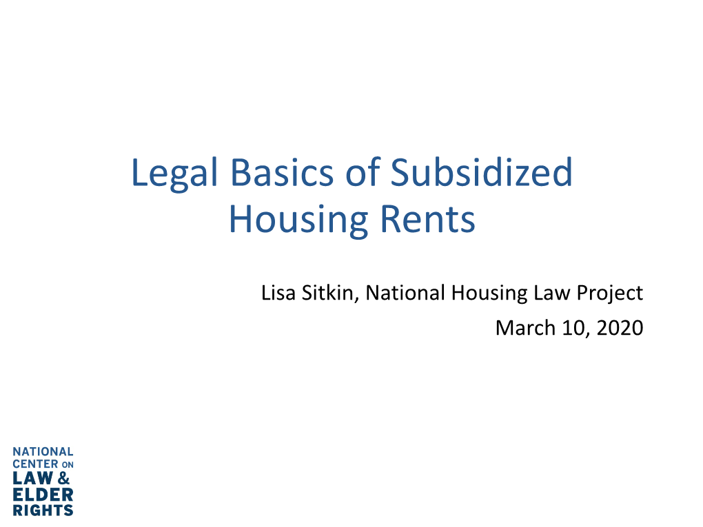 Legal Basics of Subsidized Housing Rents