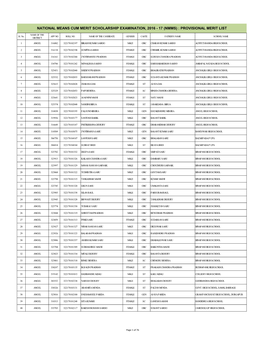 (Nmms) : Provisional Merit List