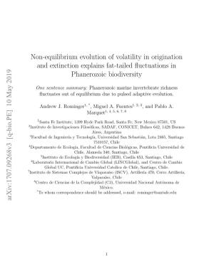 Non-Equilibrium Evolution of Volatility in Origination and Extinction Explains Fat-Tailed Fluctuations in Phanerozoic Biodiversi