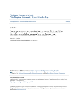 Joint Phenotypes, Evolutionary Conflict and the Fundamental Theorem of Natural Selection David C