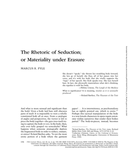 The Rhetoric of Seduction; Or Materiality Under Erasure