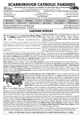 31 MARCH 2019 LAETARE SUNDAY FOURTH SUNDAY of LENT – YEAR C Divine Office Week 4
