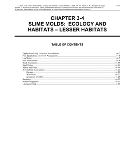 Volume 2, Chapter 3-4: Slime Molds: Ecology and Habitats