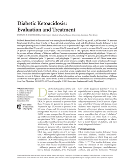 Diabetic Ketoacidosis: Evaluation and Treatment DYANNE P