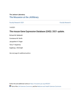 The Mouse Gene Expression Database (GXD): 2021 Update