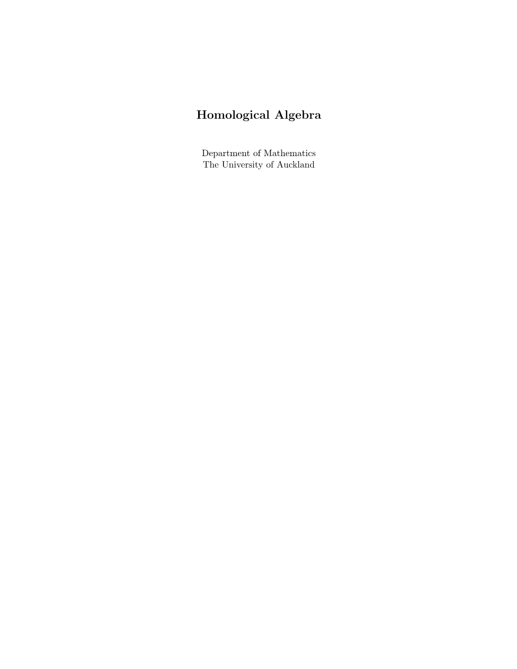 Homological Algebra