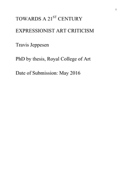 Towards a 21 Century Expressionist Art Criticism