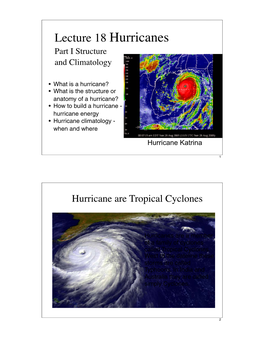 Lecture 18 Hurricanes Part I Structure and Climatology