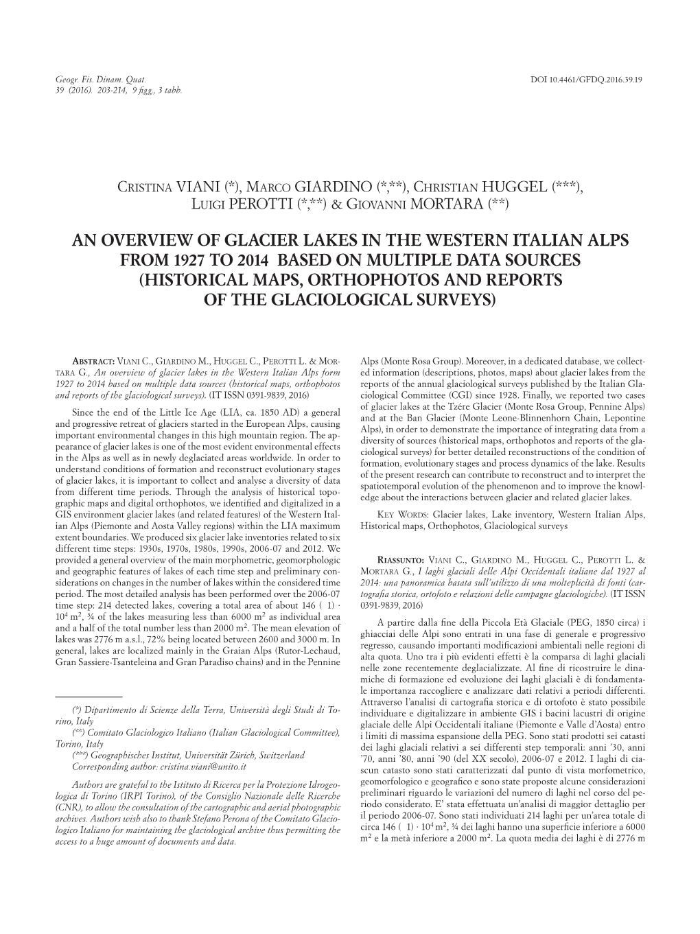 An Overview of Glacier Lakes in the Western Italian Alps from 1927 To