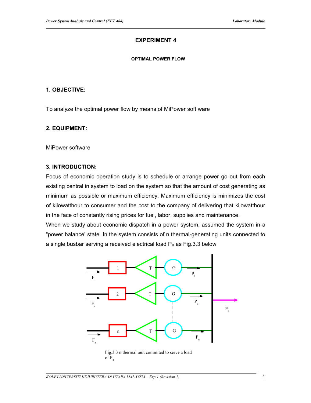 Power Systemanalysis and Control (EET 408) Laboratory Module