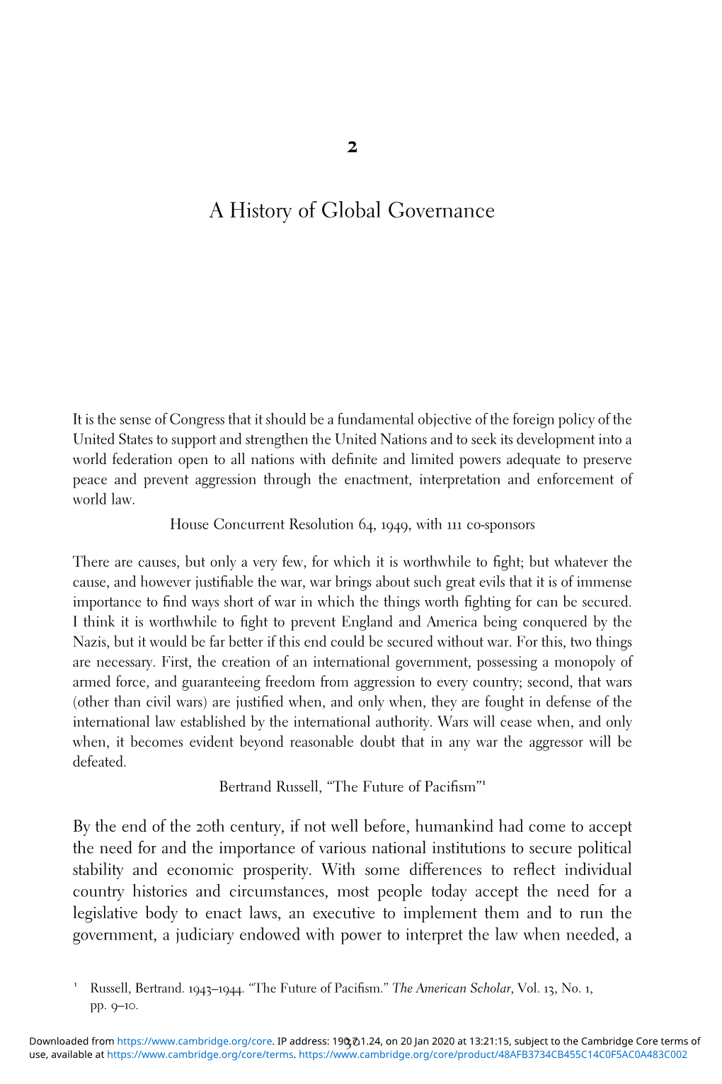 A History of Global Governance