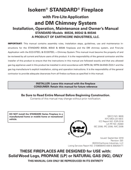 Isokern Standard Fireplace Installation Manual with Fire-Lite and DM Chimney