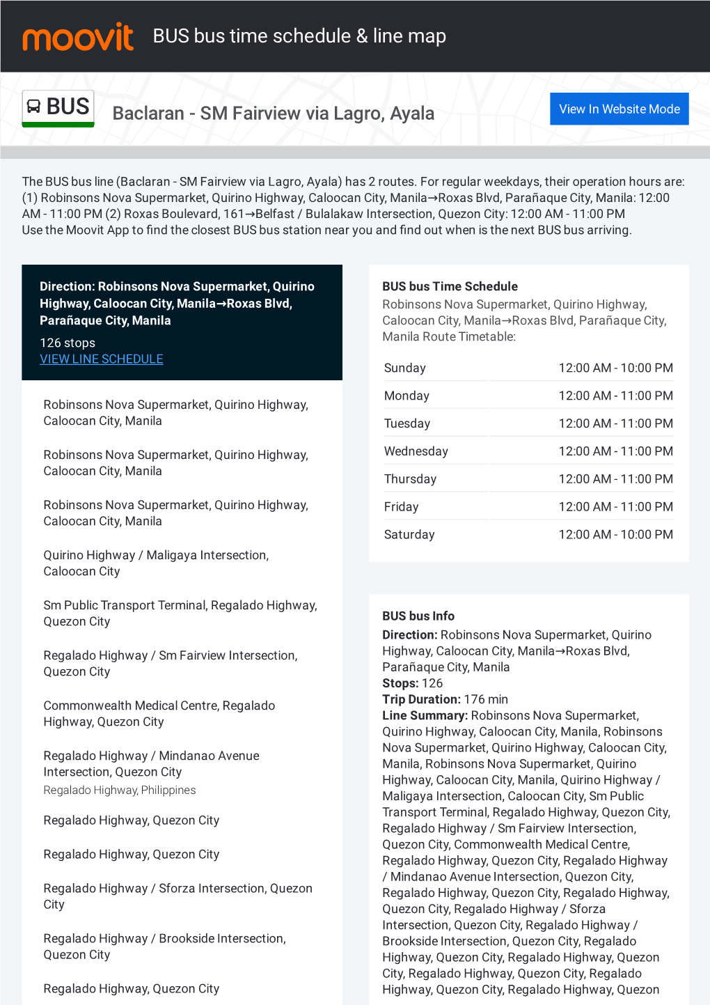 BUS Bus Time Schedule & Line Route