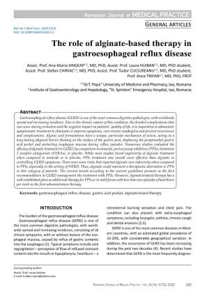 The Role of Alginate-Based Therapy in Gastroesophageal Reflux Disease
