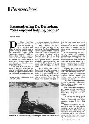 Remembering Dr. Kernohan: "She Enjoyed Helping People"