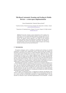 Tilt-Based Automatic Zooming and Scaling in Mobile Devices – a State-Space Implementation