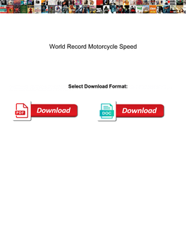 World Record Motorcycle Speed