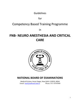 Fnb- Neuro Anesthesia and Critical Care