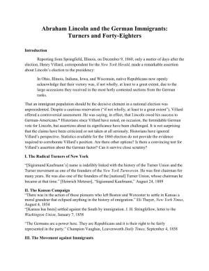 Abraham Lincoln and the German Immigrants: Turners and Forty-Eighters