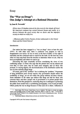 The "War on Drugs": One Judge's Attempt at a Rational Discussion by Juan R