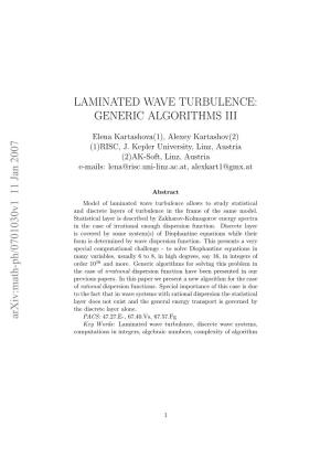 Laminated Wave Turbulence: Generic Algorithms