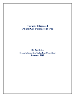 Towards Integrated Oil and Gas Databases in Iraq
