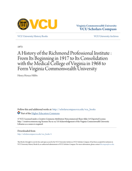 A History of the Richmond Professional Institute : from Its