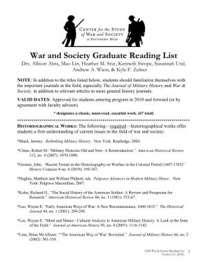 Wiest Must Have War and Society List