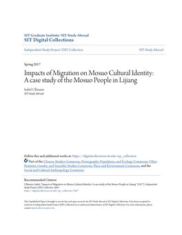 A Case Study of the Mosuo People in Lijiang Isabel Ullmann SIT Study Abroad
