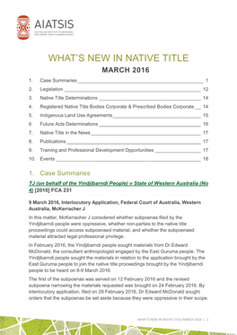 What's New in Native Title March 2016