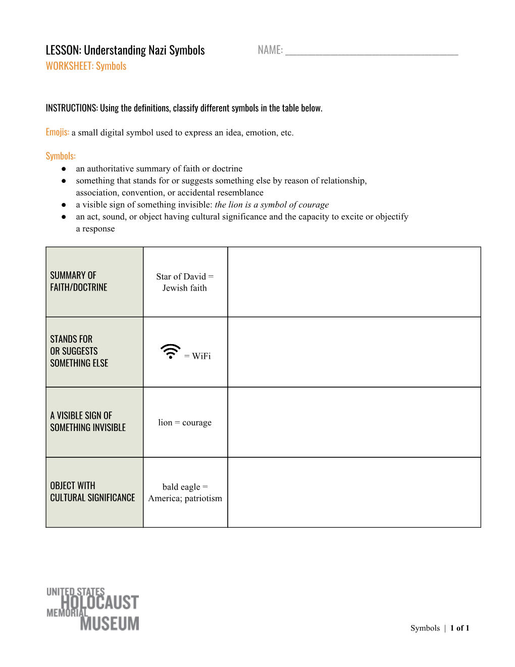 LESSON: Understanding Nazi Symbols NAME: ______WORKSHEET: Symbols