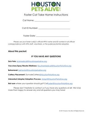 Foster Cat Take Home Instructions