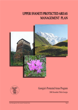 Draft Management Plan Svaneti Protected Areas Page 1
