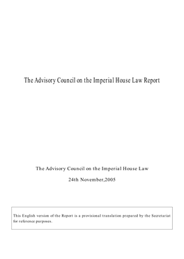 The Advisory Council on the Imperial House Law Report