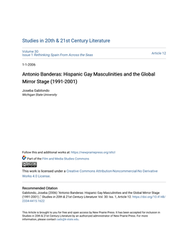 Hispanic Gay Masculinities and the Global Mirror Stage (1991-2001)