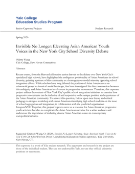 Invisible No Longer: Elevating Asian American Youth Voices in the New York City School Diversity Debate