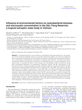 Influence of Environmental Factors on Cyanobacterial Biomass And