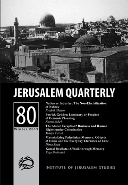 INSTITUTE of JERUSALEM STUDIES JERUSALEM of INSTITUTE Winter 2019