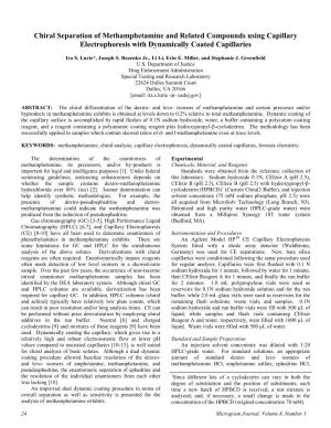 Chiral Separation of Methamphetamine and Related Compounds Using Capillary Electrophoresis with Dynamically Coated Capillaries