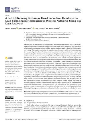 A Self-Optimizing Technique Based on Vertical Handover for Load Balancing in Heterogeneous Wireless Networks Using Big Data Analytics