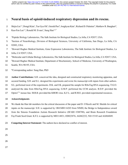 Neural Basis of Opioid-Induced Respiratory Depression and Its Rescue