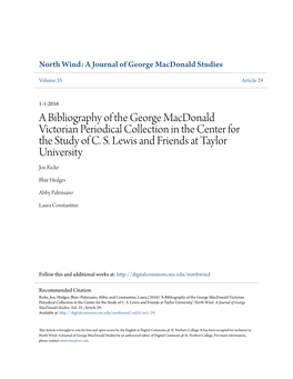 A Journal of George Macdonald Studies