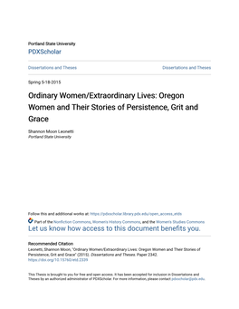 Oregon Women and Their Stories of Persistence, Grit and Grace