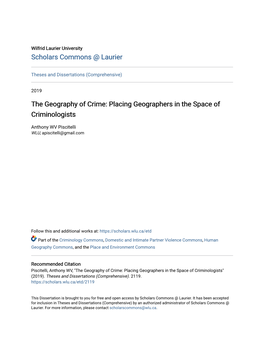 The Geography of Crime: Placing Geographers in the Space of Criminologists