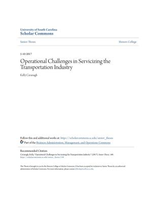 Operational Challenges in Servicizing the Transportation Industry Kelly Cavanagh