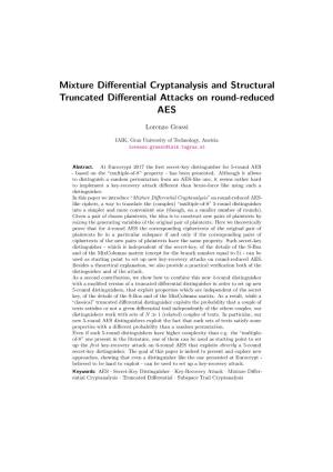 Mixture Differential Cryptanalysis and Structural Truncated Differential Attacks on Round-Reduced