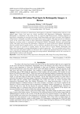 Detection of Cotton Wool Spots in Retinopathy Images: a Review