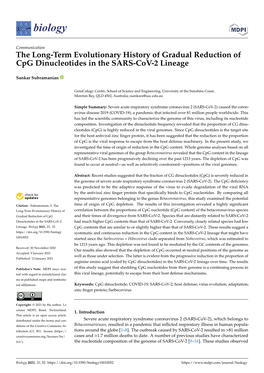 The Long-Term Evolutionary History of Gradual Reduction of Cpg Dinucleotides in the SARS-Cov-2 Lineage