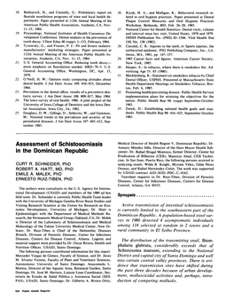 Assessment of Schistosomiasis in the Dominican Republic