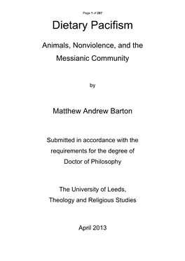 Barton Matthew Dietary Pacifism.Pdf